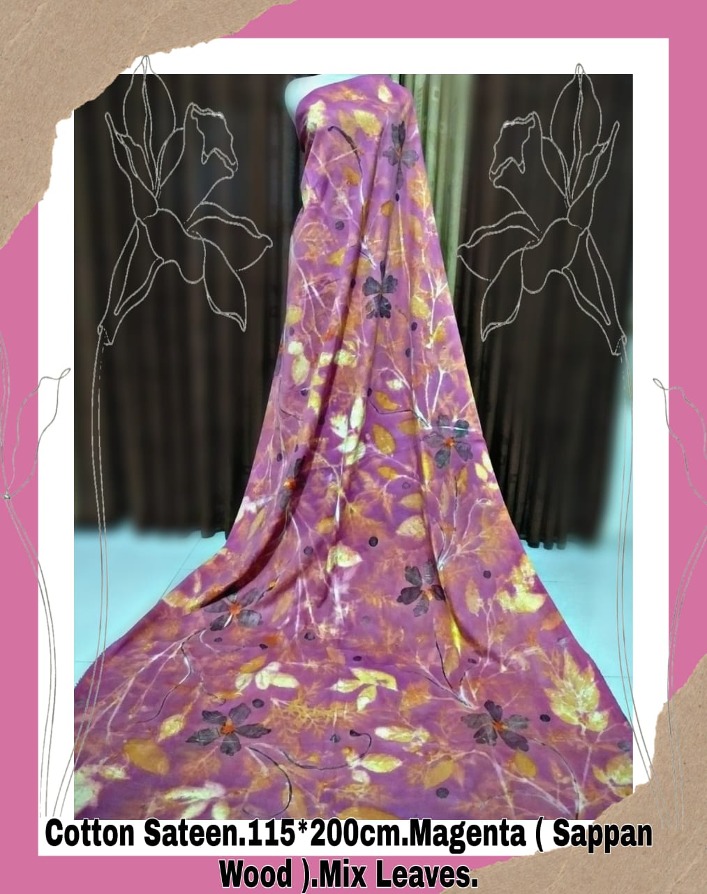 Kain Ecoprint Magenta Mix Leaves